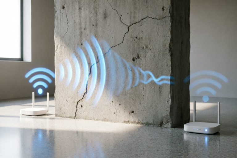 Why Does WiFi Signal Strength Decrease Near Thick Walls?